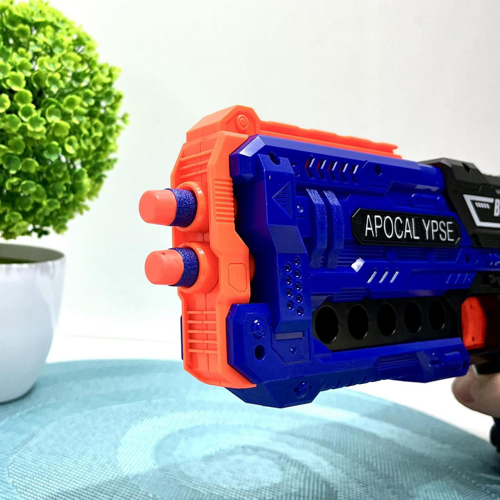 Пістолет іграшковий бластер 12 м'яких набоїв у коробці Вид 1 Синій (JLX7267) Чернигов - изображение 2