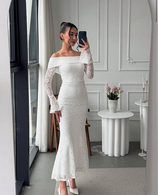 Жіноча романтична мереживна сукня зі спущеними плечима гіпюр + підкладка Одеса - фото 1