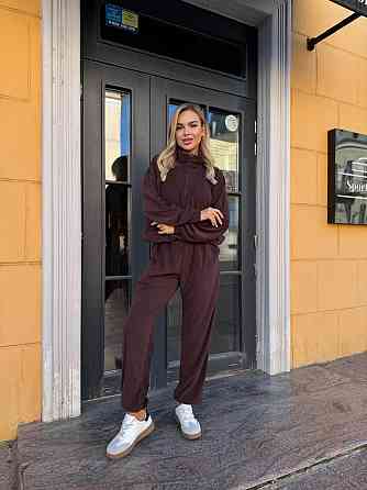Жіночий прогулянковий теплий костюм: кофта та штани Джерсі Winter Шоколадний, 46/48 Одеса