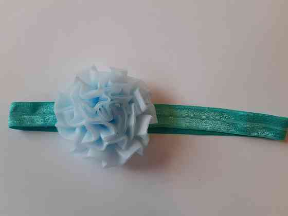 Дитяча пов'язка блакитна - розмір універсальний (на резинці), квітка 7см Київ