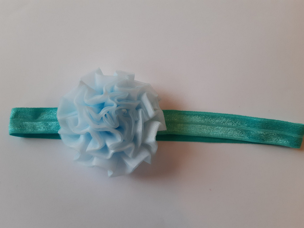 Детская повязка голубая - размер универсальный (на резинке), цветок 7см Киев - изображение 1