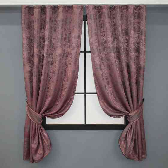 Комплект коротких штор VR-Textil Жаккард Sultan YL № 1209ш Малиново-серый 130х170 см 2 шт (35-0088) Киев