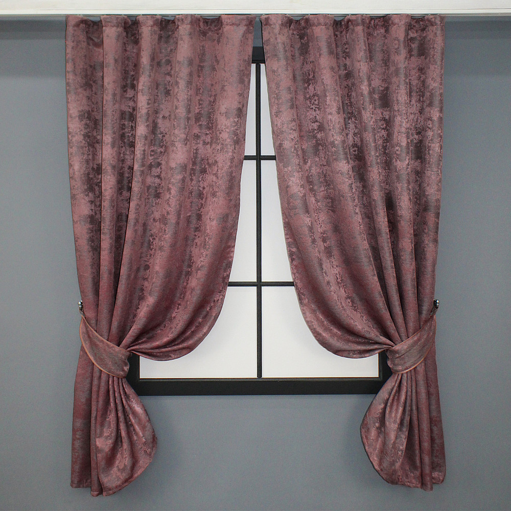 Комплект коротких штор VR-Textil Жаккард Sultan YL № 1209ш Малиново-серый 130х170 см 2 шт (35-0088) Киев - изображение 1