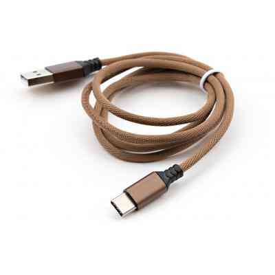 Дата кабель USB 2.0 AM to Type-C nylon 1m brown Vinga (VCPDCTCNB21BR) Винница