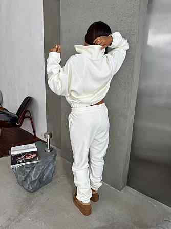 Жіночий теплий спортивний костюм: кофта та штани турецький двосторонній фліс Молочний, 46/48 Одеса