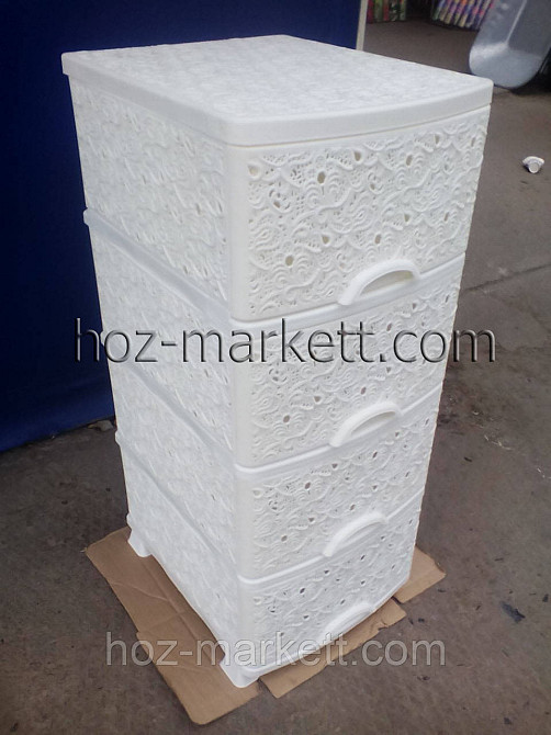 Комод пластиковий білий ажурний із закритими боками Україна Харків - фото 2