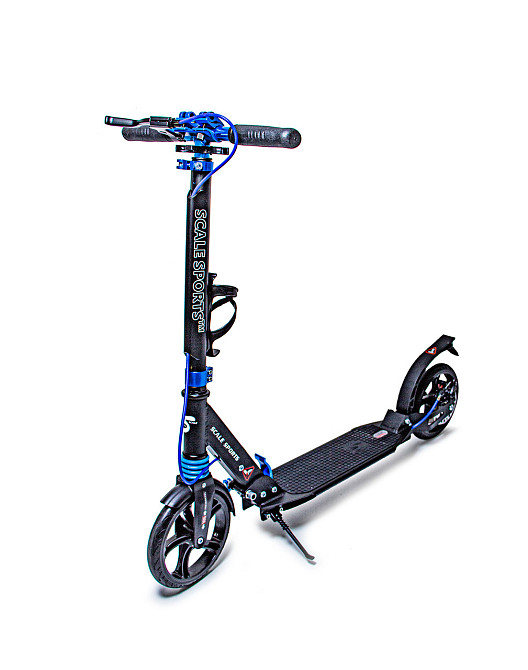 Дитячий самокат Scale Sports SS-25 + ліхтарик + дзвіночок + ремінь. Дискове гальмо. Колір чорно-синій Одеса - фото 1