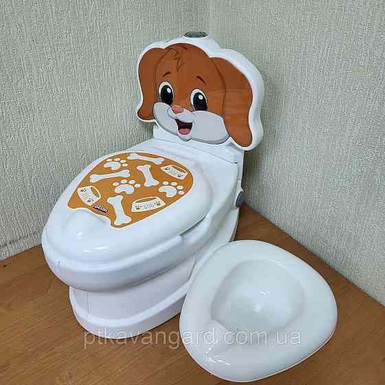 Горщик унітаз дитячий Собачка, від 18 місяців, звук зливу, підсвічування, спинка, горщик знімний, Pilsan 07-562 Хмельницький