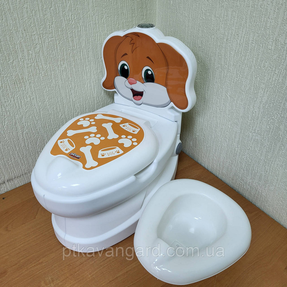 Горщик унітаз дитячий Собачка, від 18 місяців, звук зливу, підсвічування, спинка, горщик знімний, Pilsan 07-562 Хмельницький - фото 4