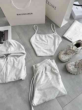 Жіночий повсякденний костюм-трійка: кофта топ і штани двонитка Меланж, 42/44 Одеса