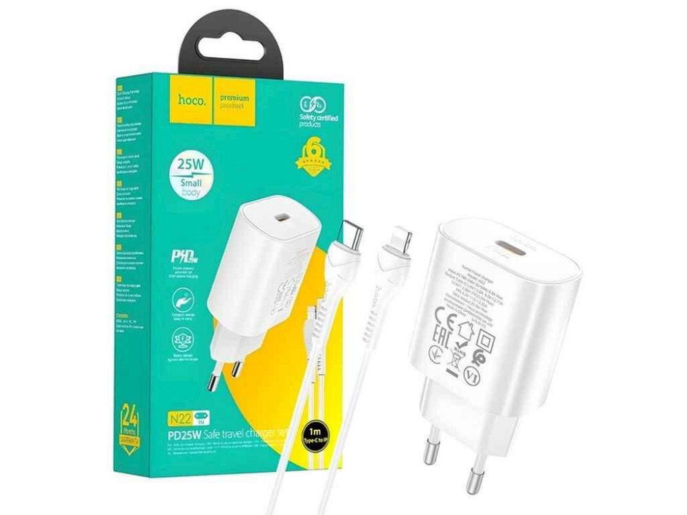 Сетевое зарядное устройство PD Type-C N22 25W белый ТМ Hoco Киев - изображение 1