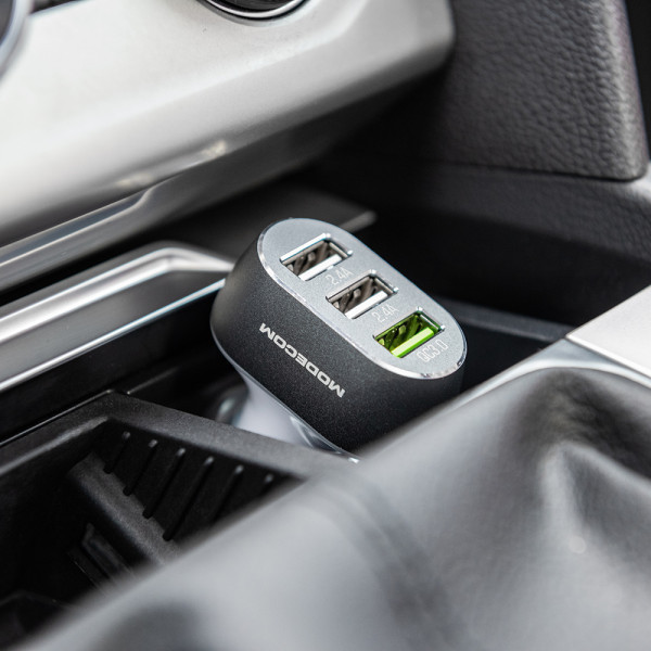 Автозарядка 3xUSB (3xUSB-A) QC3.0 2.4A біла Modecom (ZT-MC-CU3-05) Киев - изображение 6
