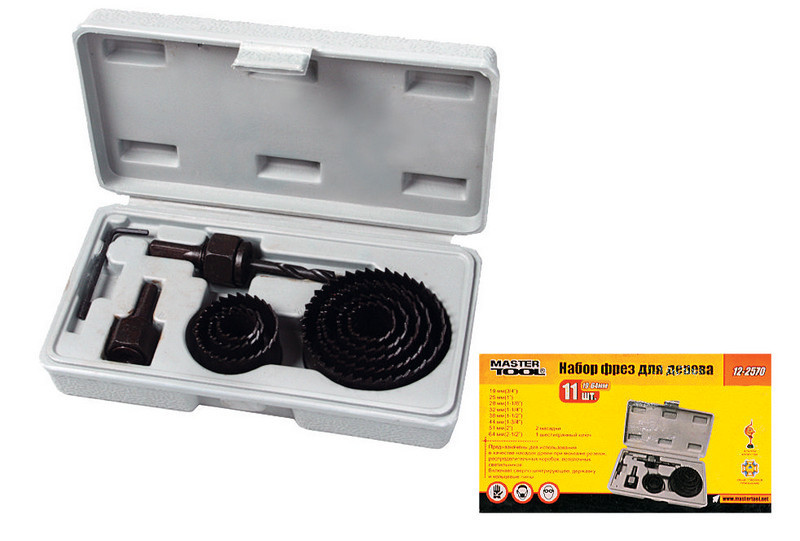 Набор корончатых сверл по дереву Mastertool - 11шт (19-64мм) Полтава - изображение 1
