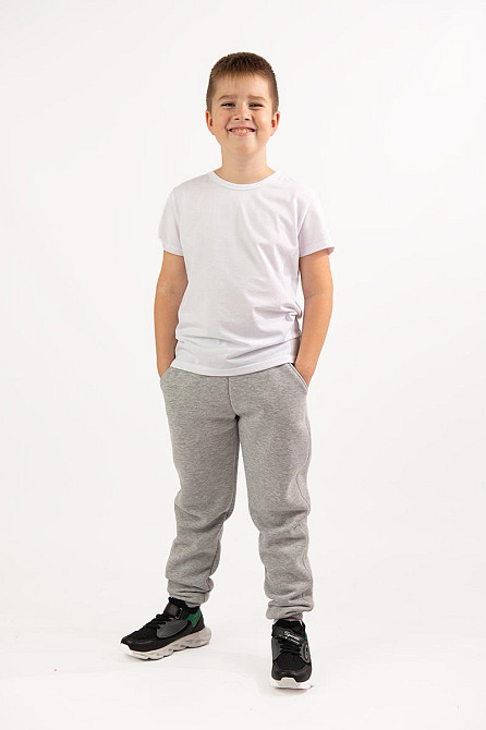 Детские теплые штаны,серый меланж 100% хлопок  Крохатушка одяг 128, Трехнитка с начесом Киев - изображение 1