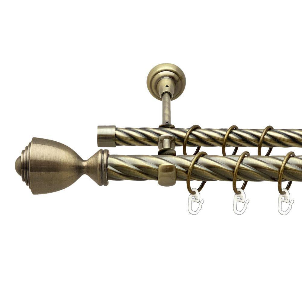 Карниз Orvit Палаціо металевий дворядний відкритий скручена труба кільце металеве Антик 25\19 мм 300 см (00-00017912) Львів - фото 1