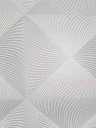 Шпалери вінілові на флізеліні Sintra Simmetria геометрія фігури ромби смуги 3д білі сірі срібло 524718 Київ