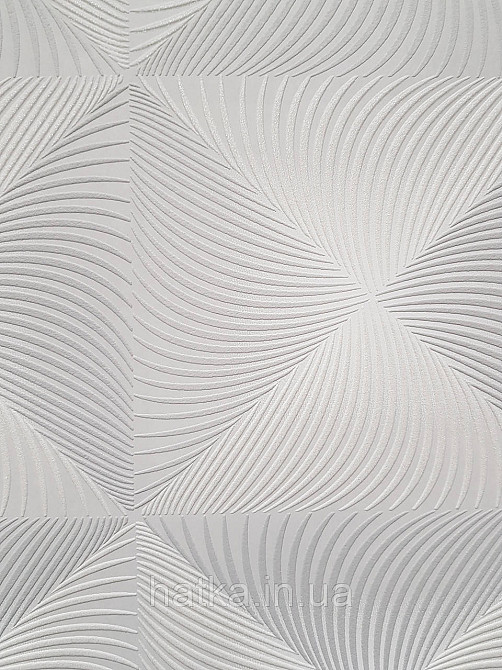 Шпалери вінілові на флізеліні Sintra Simmetria геометрія фігури ромби смуги 3д білі сірі срібло 524718 Київ - фото 2