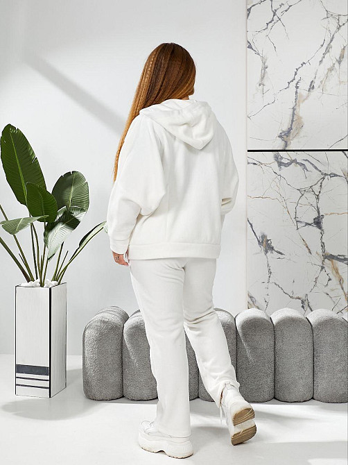 Жіночий теплий костюм-двійка: кофта та штани батал двосторонній фліс Полар Молочний, 58/60 Одеса - фото 5