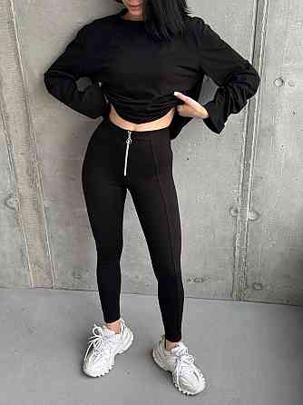 Женские повседневные леггинсы с молнией турецкий трикотаж алекс Черный, 46/48 Одесса