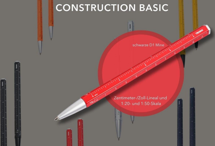 Багатозадачна кулькова ручка CONSTRUCTION BASIC, червона Рівне - фото 3