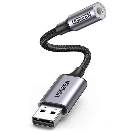 Звукова карта USB AUX jack, TRRS (Mic + Ear) KT0210 25 СМ Ugreen Чорна CM477 Винница
