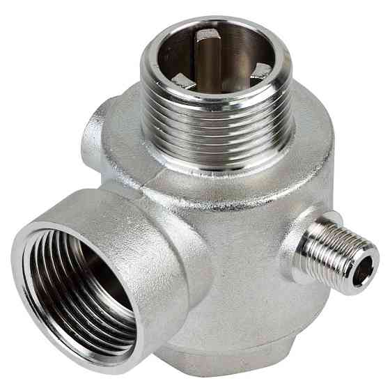 Aquatica Соединитель пятивыводной + обратный клапан 80мм M1”×F1”×F1”×M1/4”×F1/4” Silver 480г AQ Київ