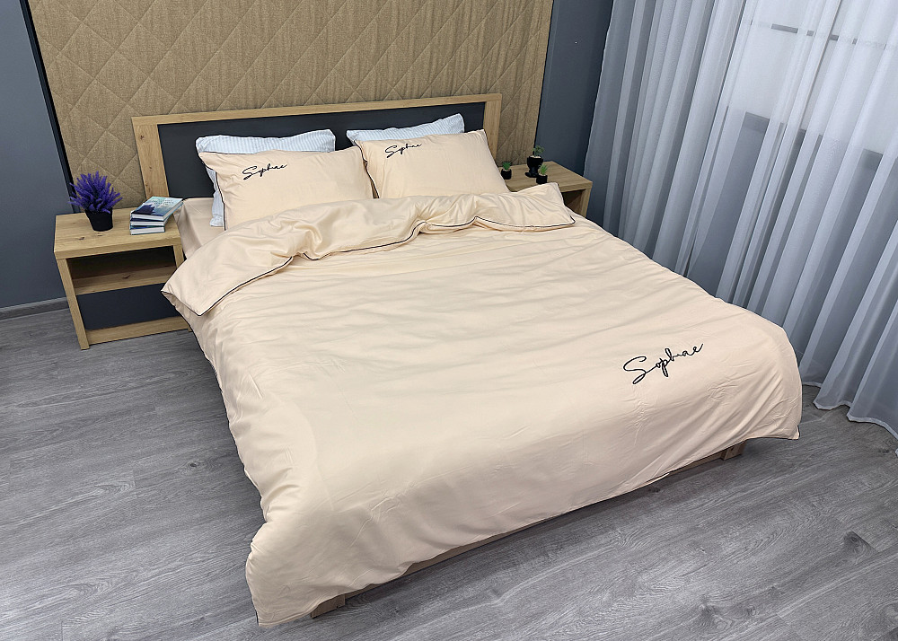 Комплект постільної білизни Сатин, Євро 200х230 Айворі (88-148) Київ - фото 3