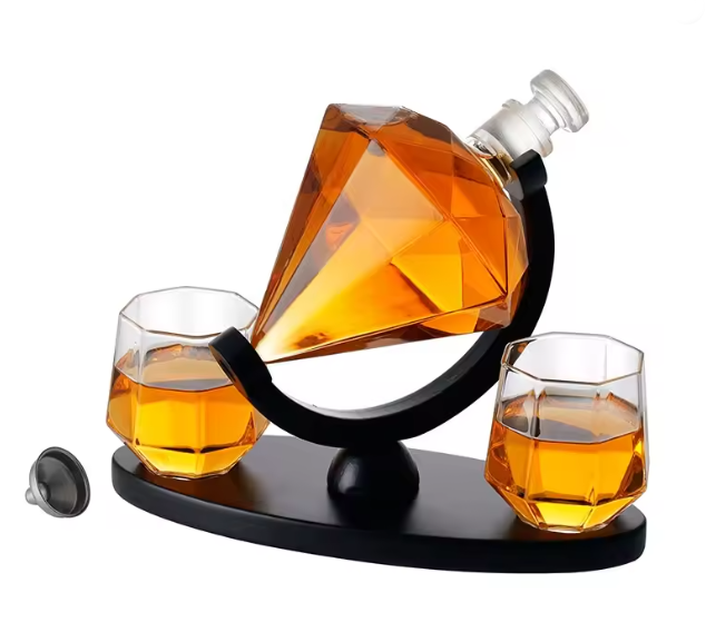 Набор Декантер Бриллиант Кристалл Алмаз Diamond с 2 бокалами на овальной подставке Кременчуг - изображение 1