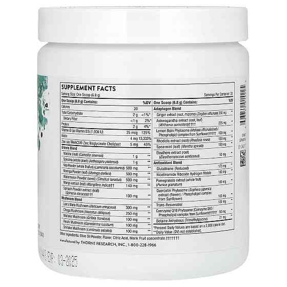 Суперфуд (здорове харчування) Thorne Daily Greens Plus 204 г Київ