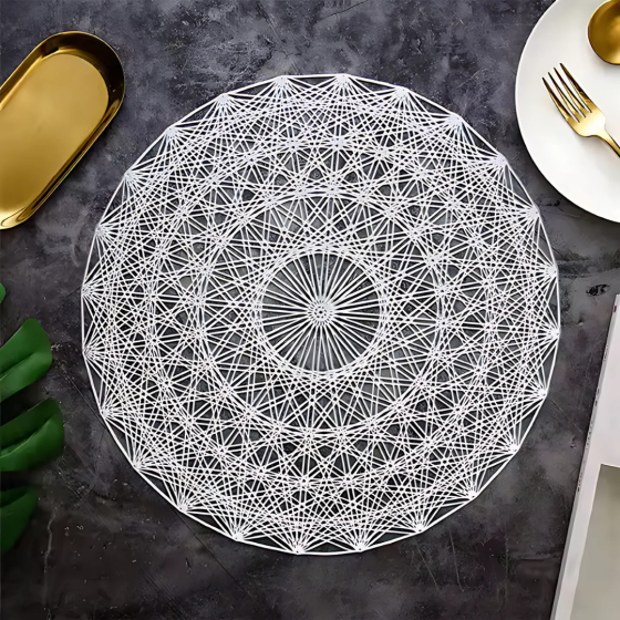 Сервировочная салфетка круглая под горячее, коврик сервировочный серебристый набор 2 шт Каменец-Подольский