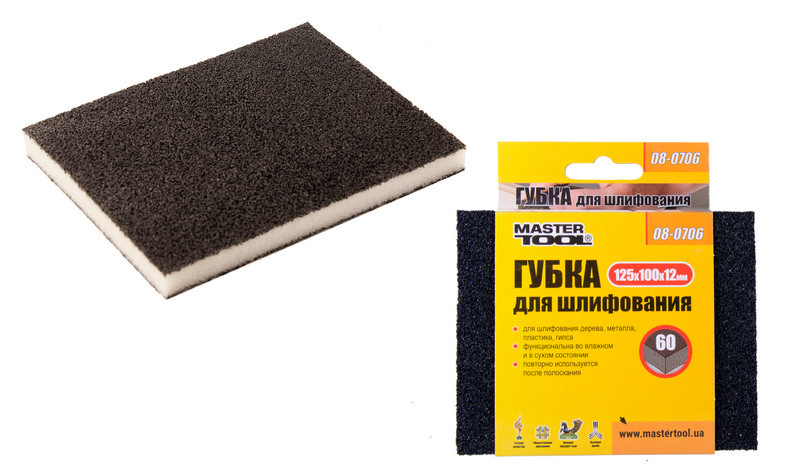 MASTERTOOL Губка для шліфування MASTERTOOL СОФТ Р60 125х100х12 мм 08-0706 Киев - изображение 2