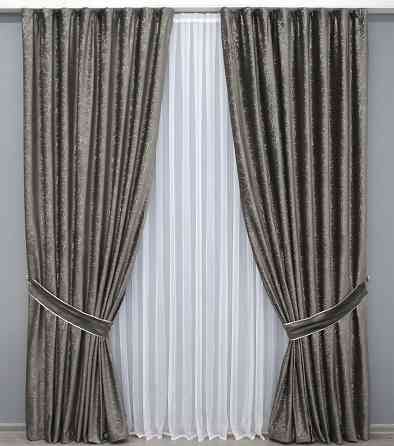 Шторна тканина оксамит (бархат) колекція "Афіна" Туреччина, висота 3м колір какао 1316ш Київ