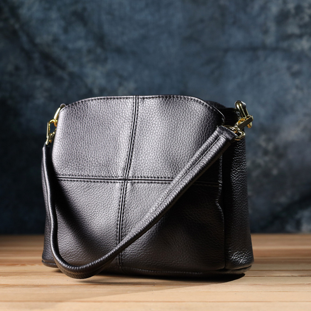 Сумка на три відділення з натуральної шкіри sale_15122 Vintage Чорний Київ - фото 8