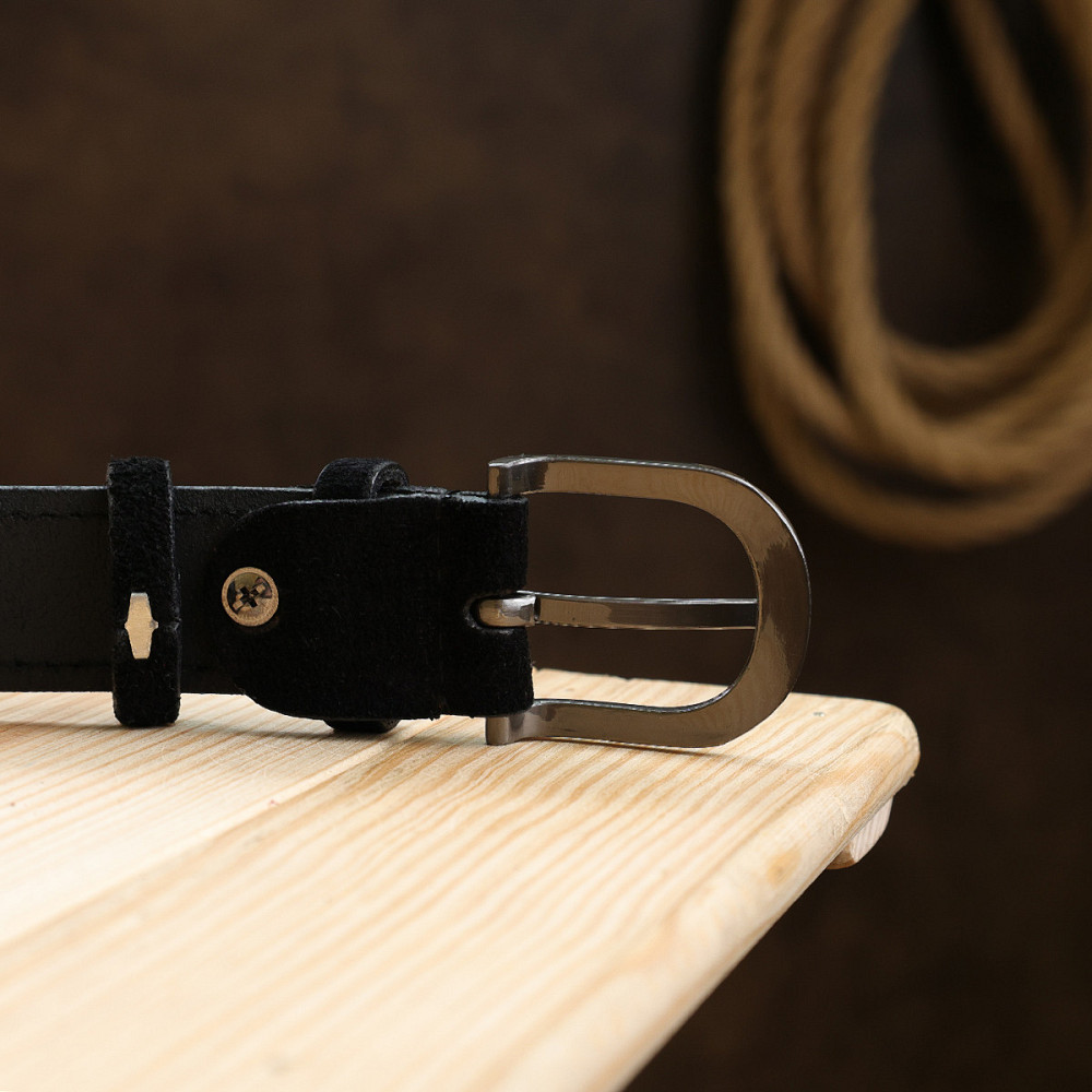Замшевый женский ремень Vintage 20790 Черный Киев - изображение 9