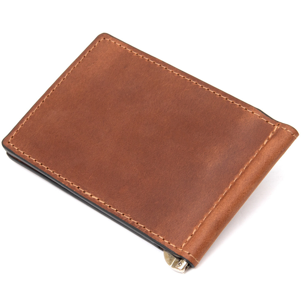 Мужской кожаный винтажный зажим Коричневый (GRANDE PELLE) Киев - изображение 6