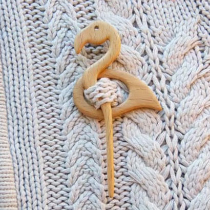 Брошка жіноча дерев'яна Фламінго Київ - фото 1