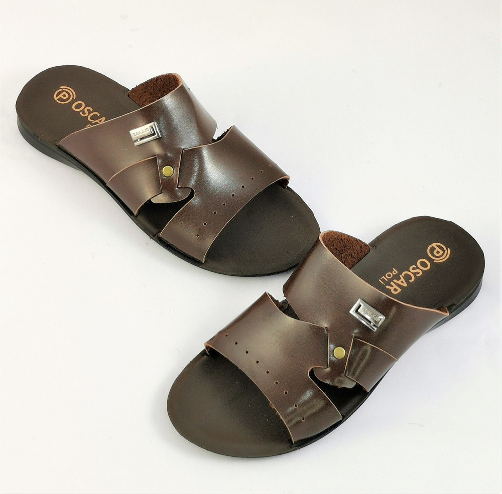 Мужские Шлёпанцы Тапочки Сланцы Коричневые Кожаные (размеры: 41,42,43,44,45) Днепр - изображение 2