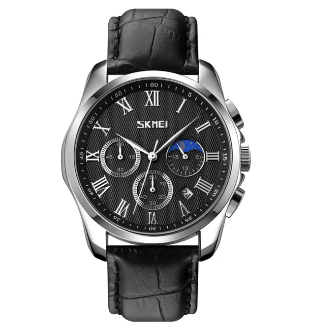 Годинник чоловічий наручний класичний Skmei 9260 (Сріблястий з чорним циферблатом) Київ - фото 1