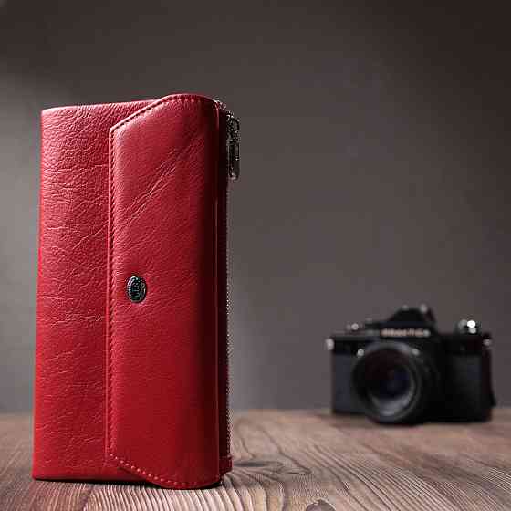 Портмоне для женщин с блоком для карт из натуральной кожи ST Leather 22699 Красный Киев