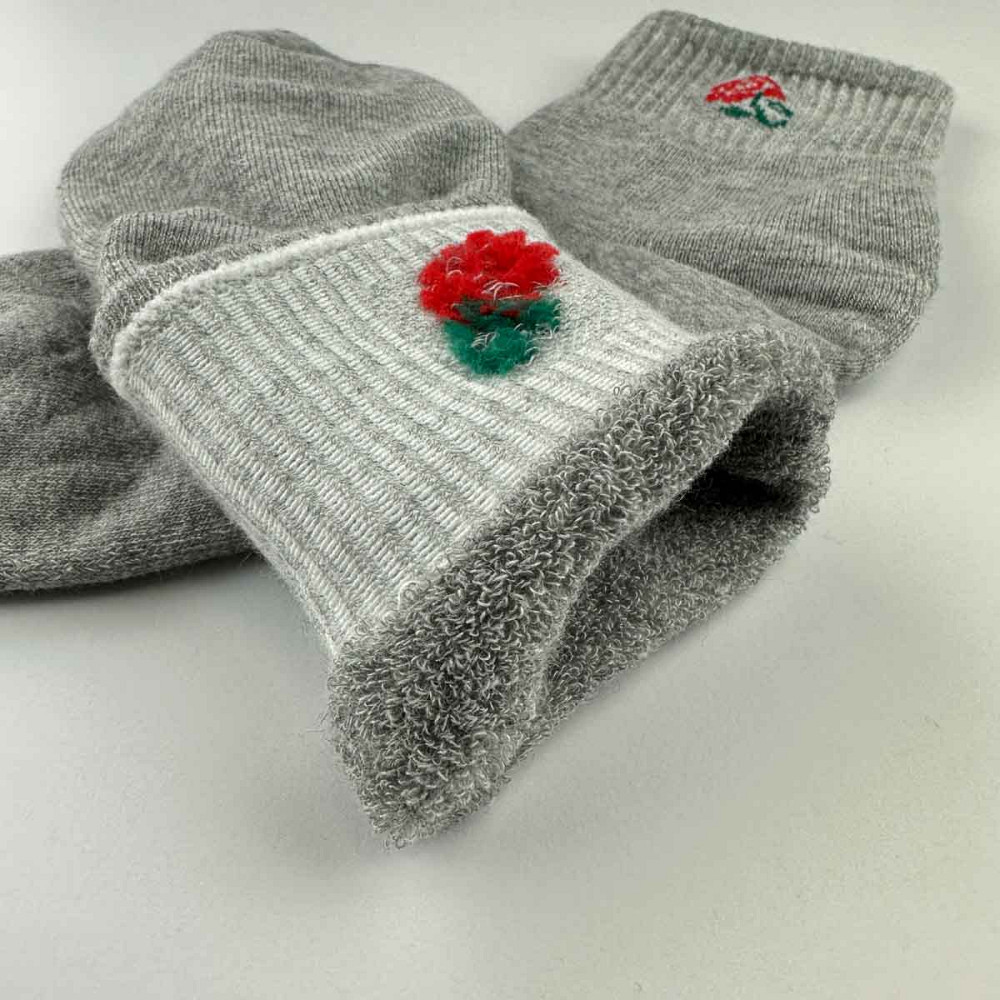 Теплые носки женские классические однотонные Цветок GM Textile Высокие 36-41 Светло-Серый Сумы - изображение 2