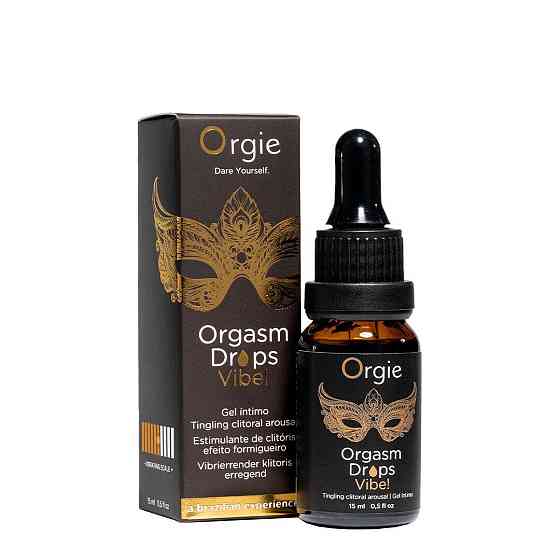 Збуджувальні краплі для клітора Orgie Orgasm Drops Vibe!, 15 мл, тепло-холод, ефект вібрації Sex Aura Київ