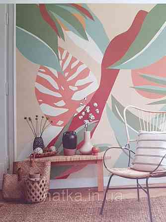 Обои виниловые  Lutece Bensimon панно 260х250 см джунгли листья папоротника монстеры пальмы лианы солнце Киев