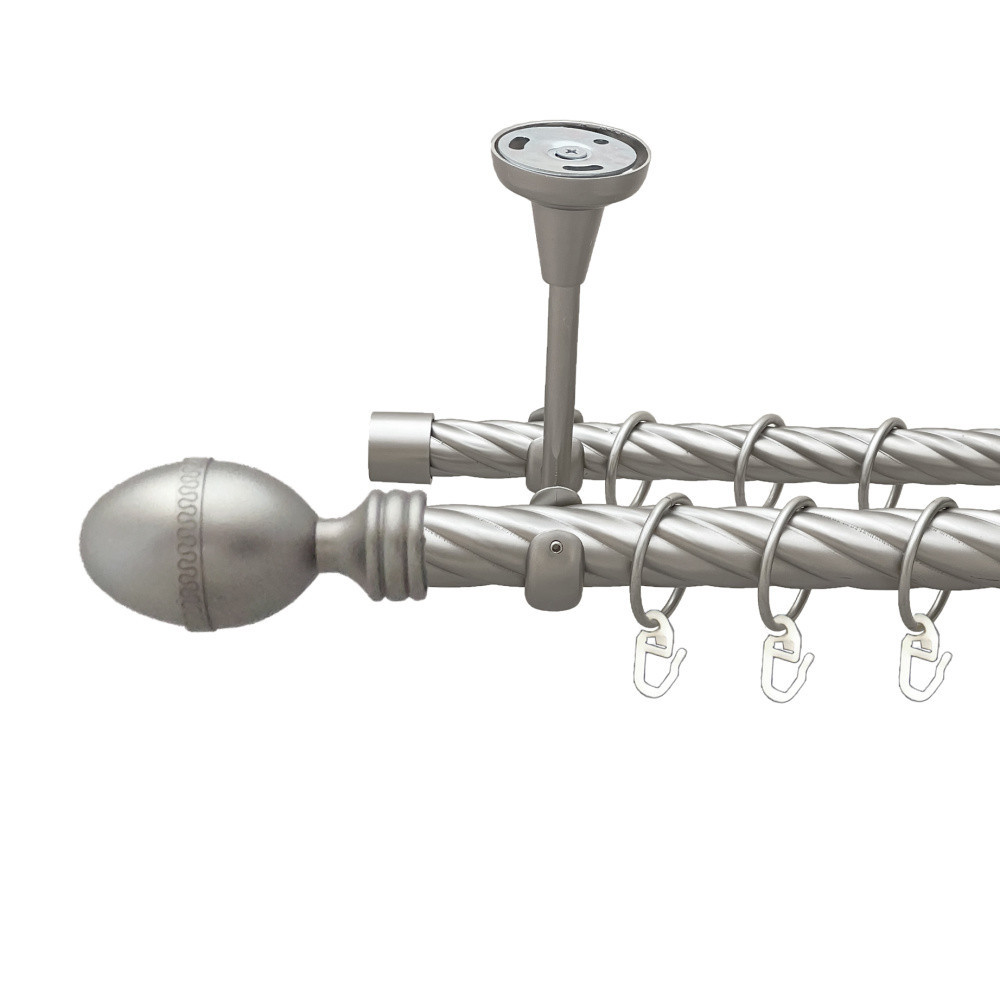 Карниз Orvit Фарже металевий дворядний відкритий до стелі скручена труба кільце металеве Сатин 25\19 мм 200 см Львов - изображение 1