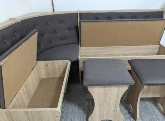 Кухонный уголок Ткань / ДСП (без стола и табуреток)  114 см х 154 см - Дуб Самоа Львов