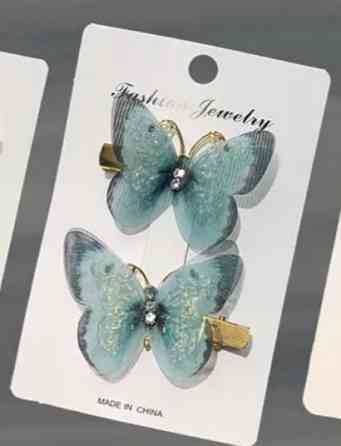 Комплект шпильок "Метелики" 2 шт. Блакитний Сміла