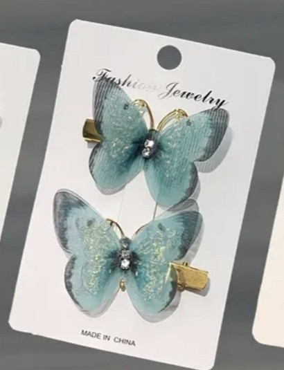 Комплект шпильок "Метелики" 2 шт. Блакитний Сміла - фото 2