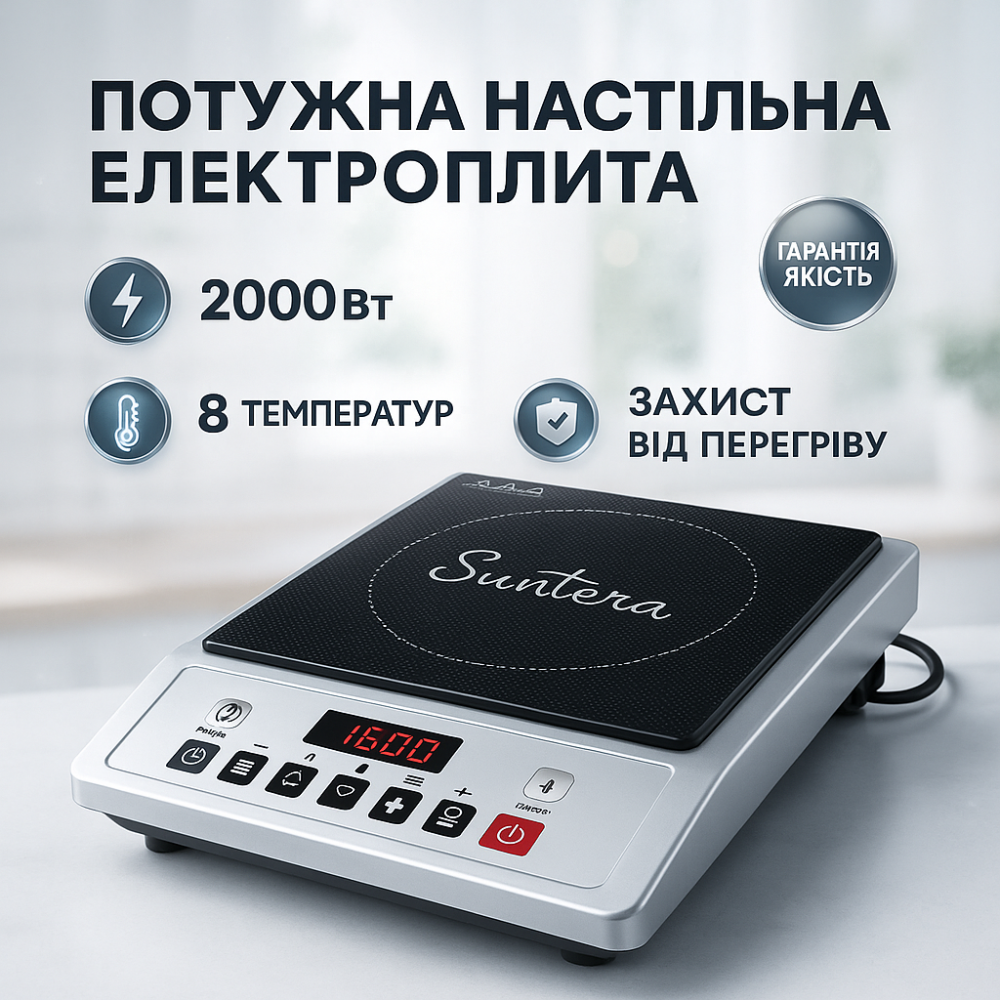 Зручна настільна плита для приготування страв Suntera ICD-1012 2000Вт, Портативна плита для готування IY-60 Львів - фото 9