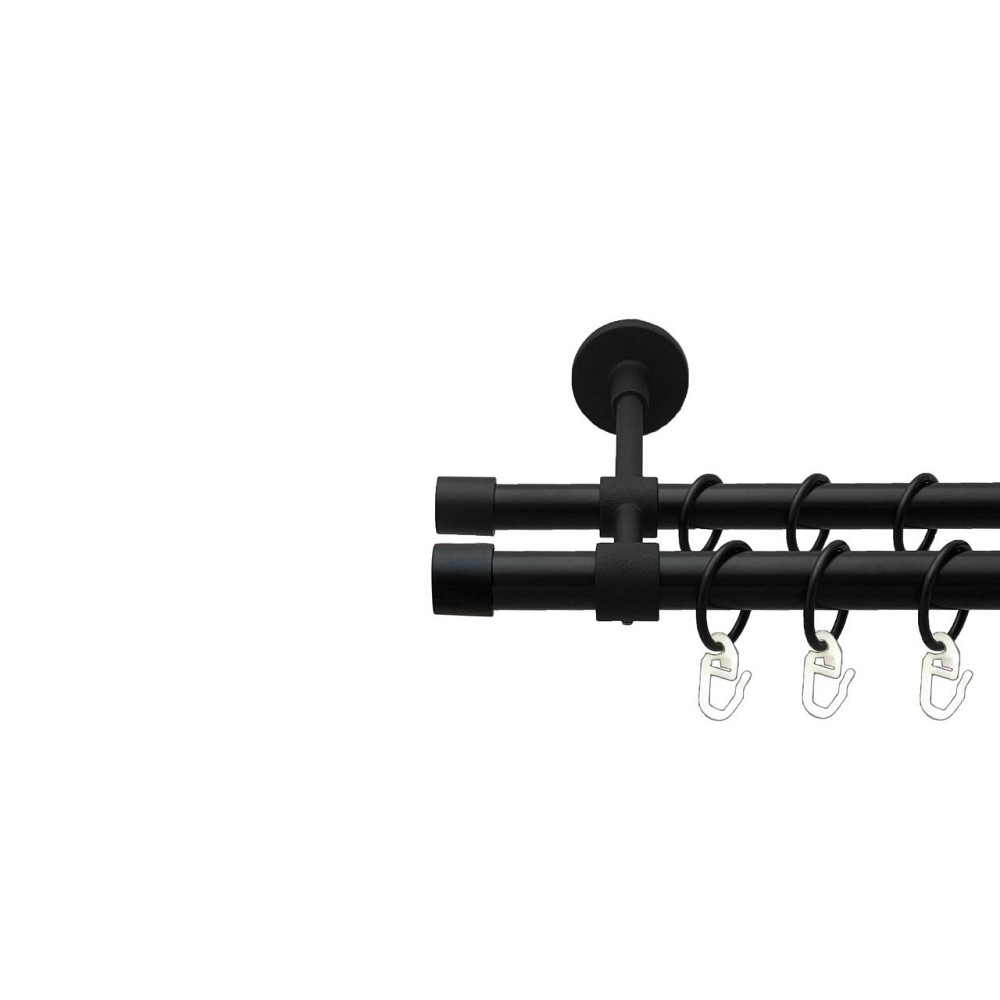 Карниз Orvit Заглушка металевий дворядний закритий гладка труба кільце металеве Чорний Оксамит 19\16 мм 240 см (00-00027031) Львів - фото 1