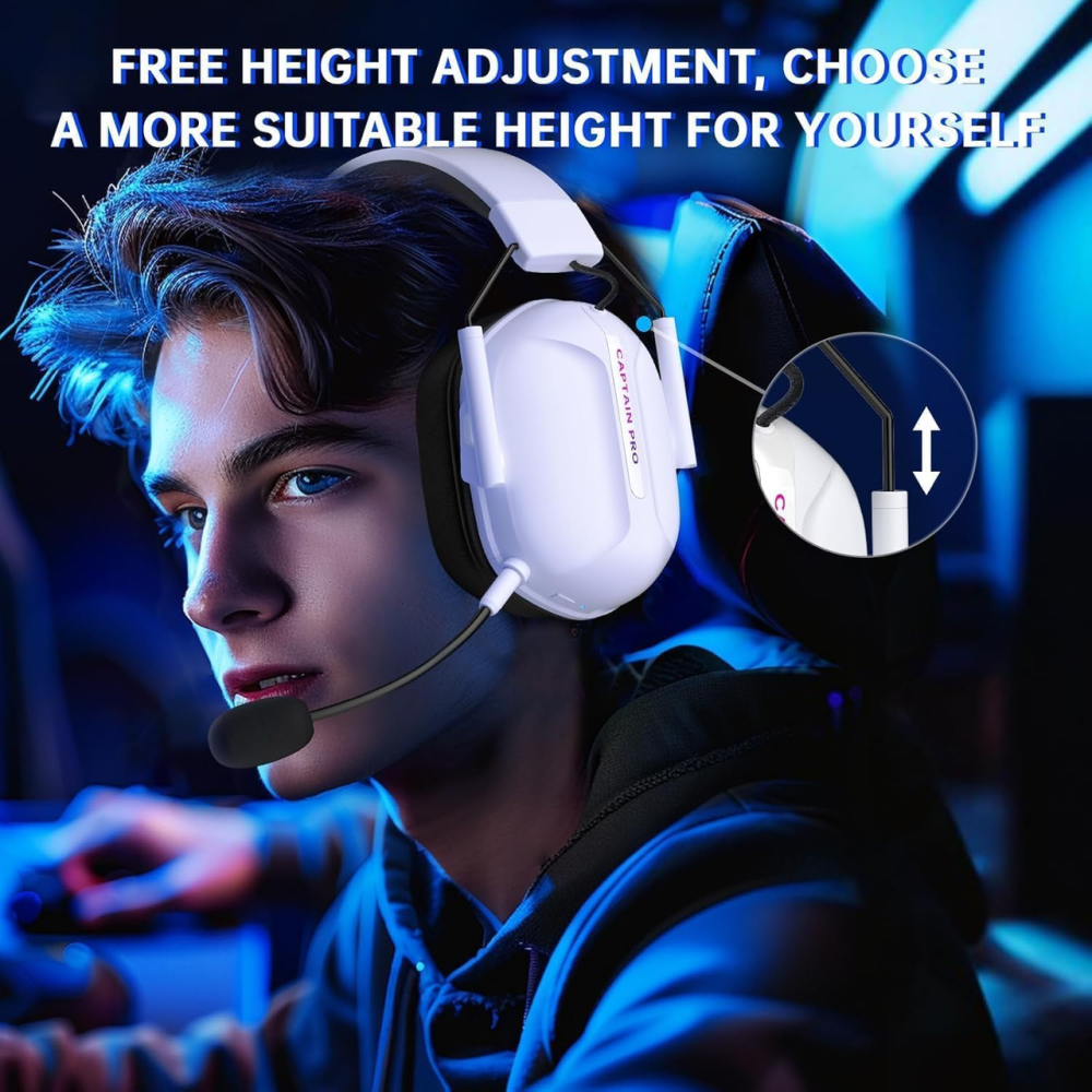 Бездротова ігрова гарнітура RYR Captain 560 White: Xbox, PS5, PC | Bluetooth 5.3 | 60 год роботи | 3D звук та Hi-Fi мікрофон Київ - фото 9