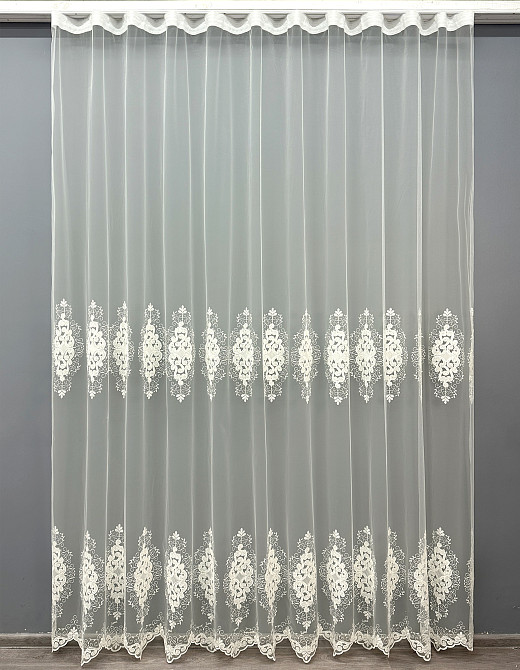 Тюль фатин с вышивкой цвет молочный 1843т Киев - изображение 7